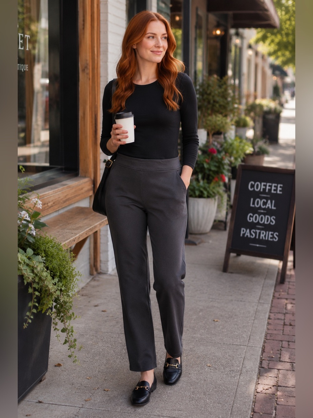 Eileen Fisher Gray Pull-On Straight Leg Pants M